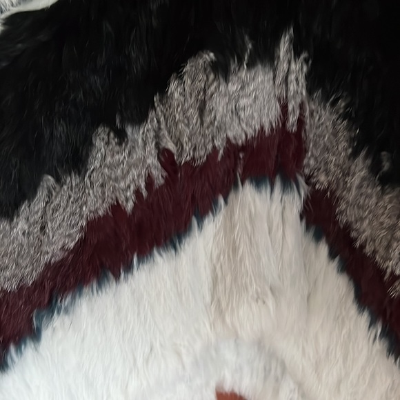 Elizabeth and James - black rabbit fur jacket with red and white fur - Picture 3 of 6